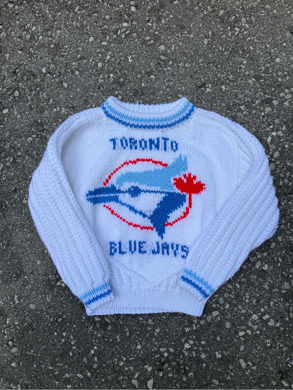 Kids Toronto Blue Jays White Knit Baseball Sweater
